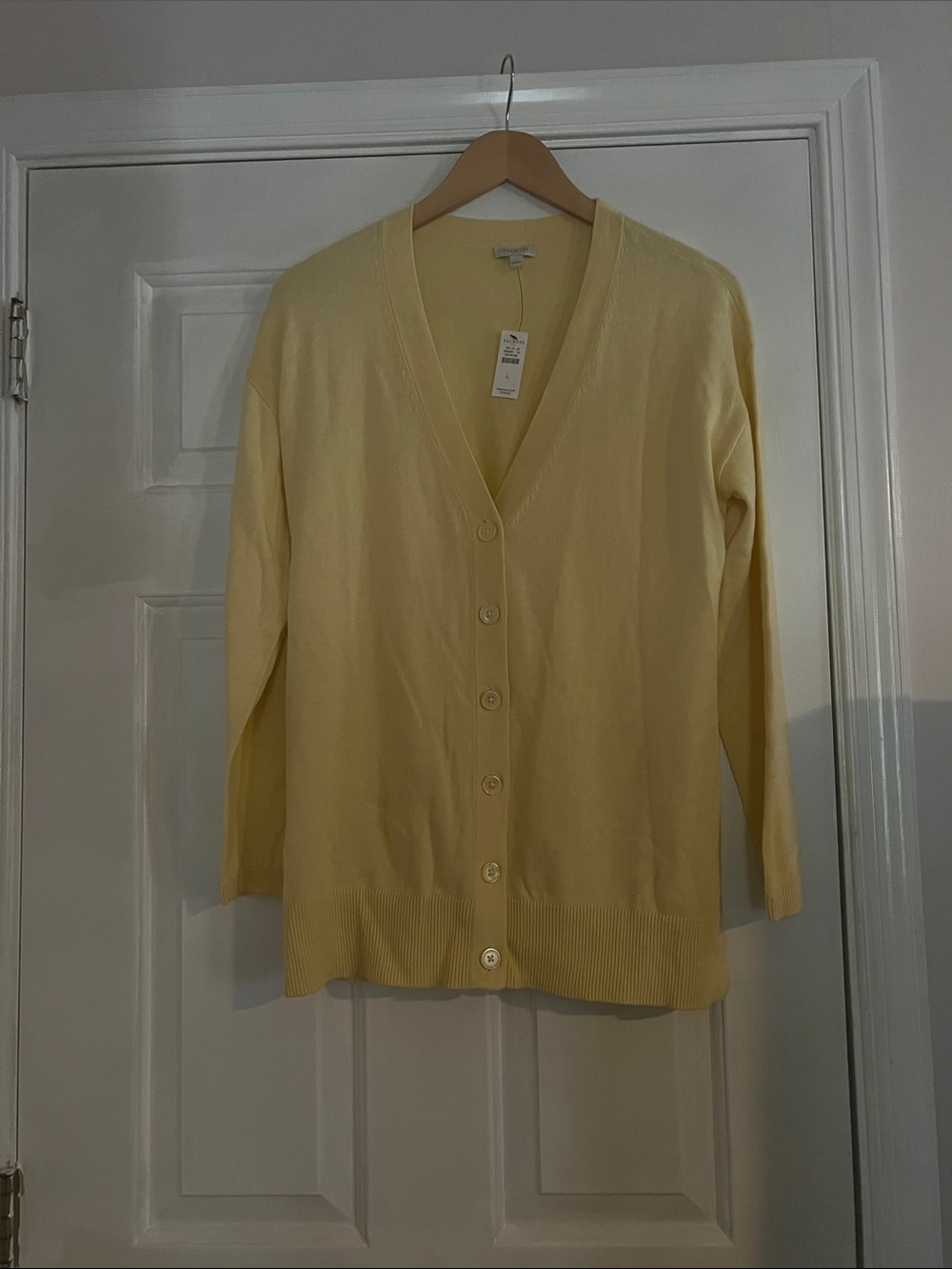 Talbots Pale Yellow V-Neck Button Cardigan